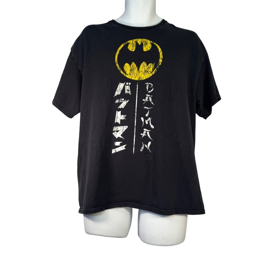 Batman Mens  Size XL Black T-Shirt Japanese Logo Kanji DC Comics